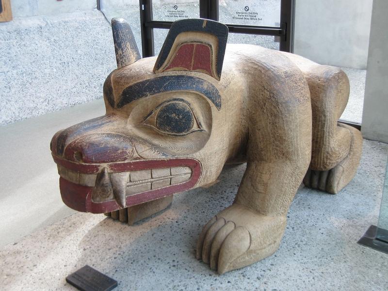 "Bear", a sculpture by Haida carver William Ronald Reid Jr. (1920-1998) at the University of British Columbia Museum of Anthropology. Image courtesy Wikipedia