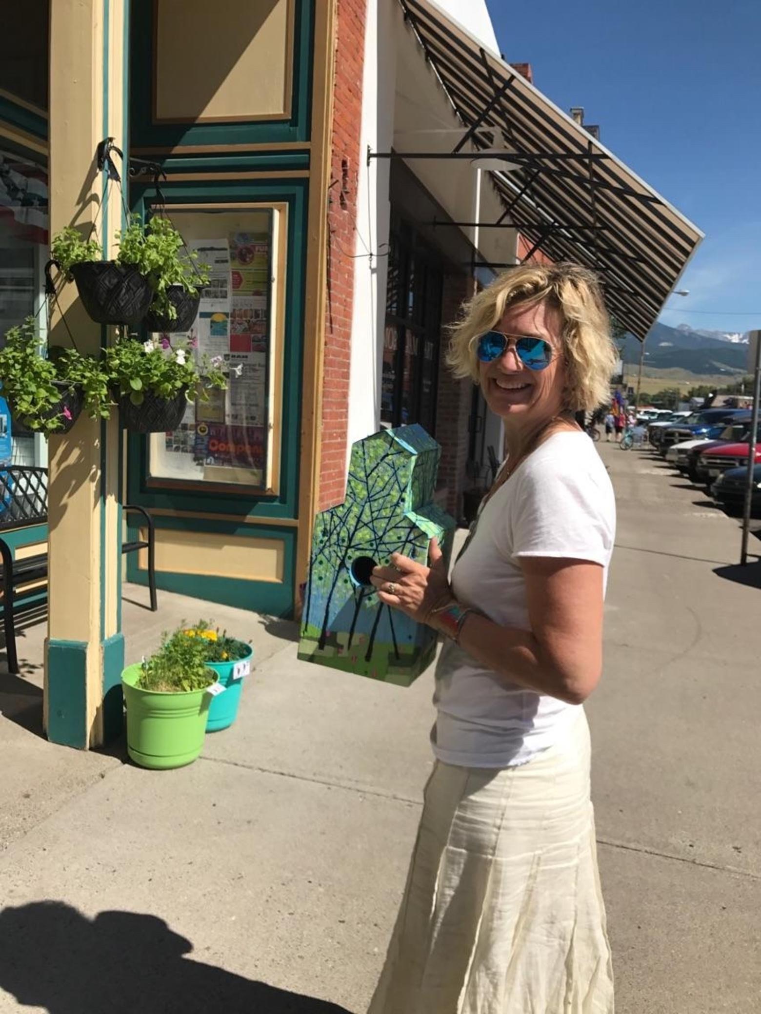 Lori Ryker outside her design studio in Livingston, Montana