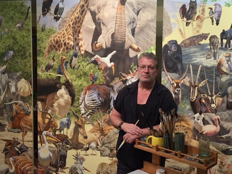 Brian Jarvi in the studio completing his epic masterwork "African Menagerie: An Inquisition"