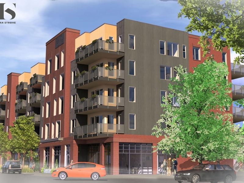 Requiem for Bozeman's historic districts? Andy Holloran's newly-approved Black and Olive development. The terraces in the back, at right, tower two stories over an historic house.