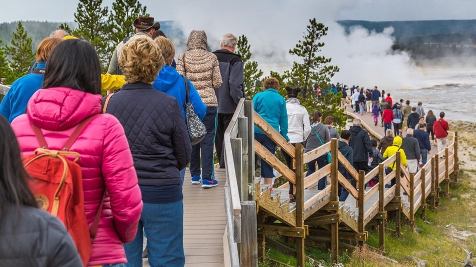 The boardwalks in one of Yellowstone's geothermal basins. At what point does 