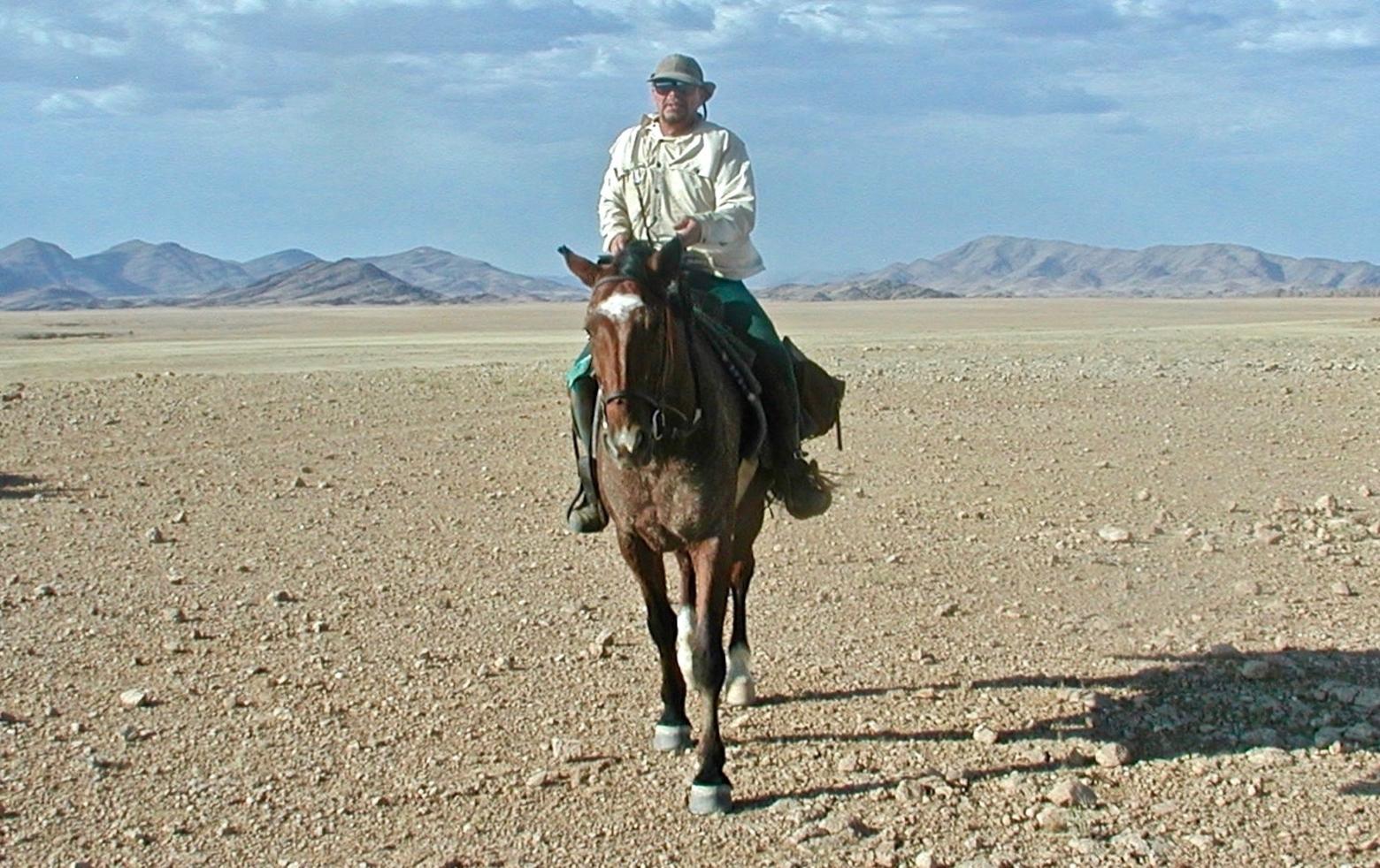 Steve Fuller on an 11-day 320km horse trip across the Namib desert from near the central plateau city of Windhoek to the town of Swakopmund on the South Atlantic Coast. &nbsp;He was engaged by the Namibian outfitter to photograph the trip.