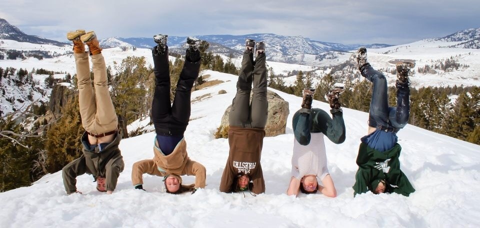 Anna's friends at Yale find the snow on their recent spring learning expedition to Yellowstone