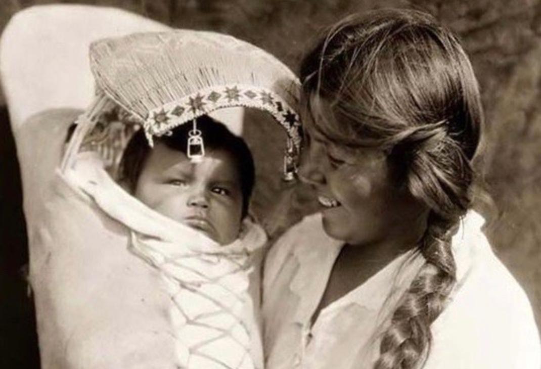Achomawi Mother and Baby. Photograph by Edward S. Curtis