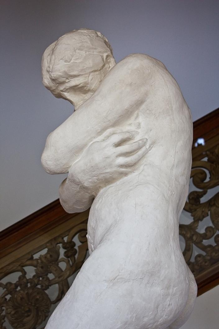 Rodin's portrayal of Eve, hobbled by shame, after she and Adam ate from the forbidden fruit, commencing humankind's &quot;fall&quot; from innocence to becoming overwhelmed by guilt and shame.
