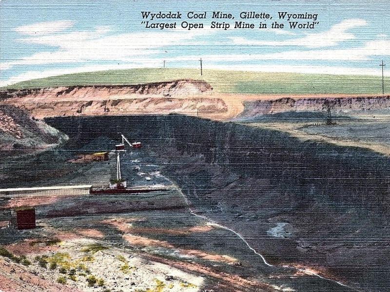 An old postcard touting Wyoming strip mining
