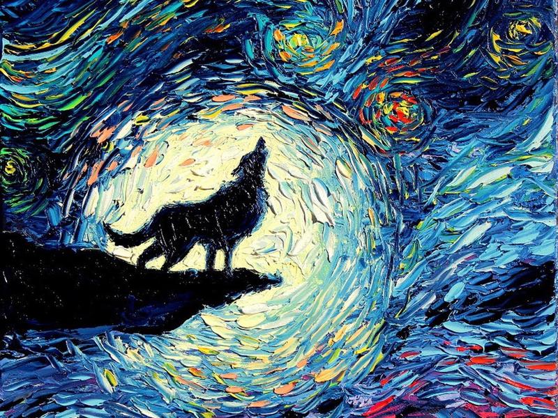 Painting title "Van Gogh Never Howled To The Moon."