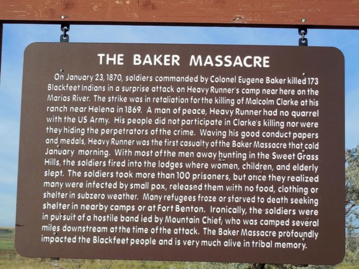 A sign explains what happened during the Marias Massacre. Photo courtesy Jimmy Emerson via Flickr 
