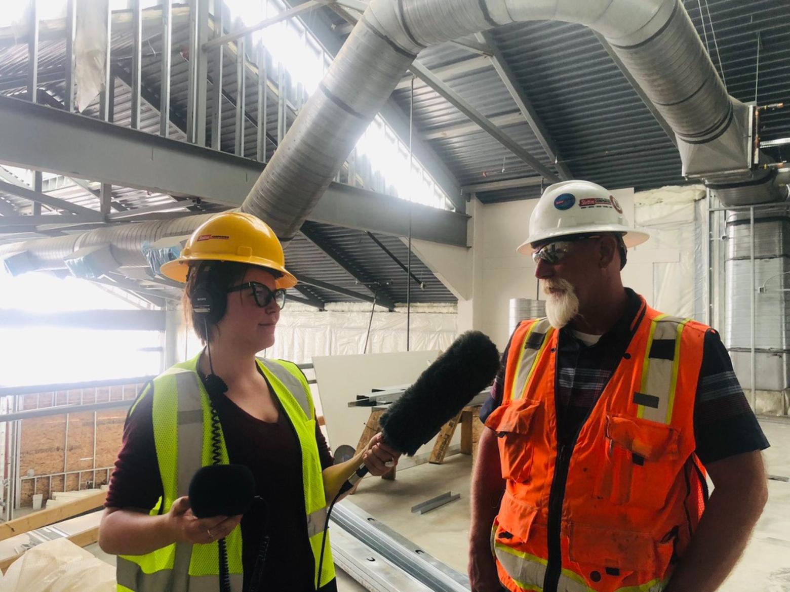 A reporter in the field of Indian Country: Taylar Stagnar visits the new Wellness Center being built at Poplar, Montana on the Fort Peck Reservation. Photo courtesy Taylar Stagner 