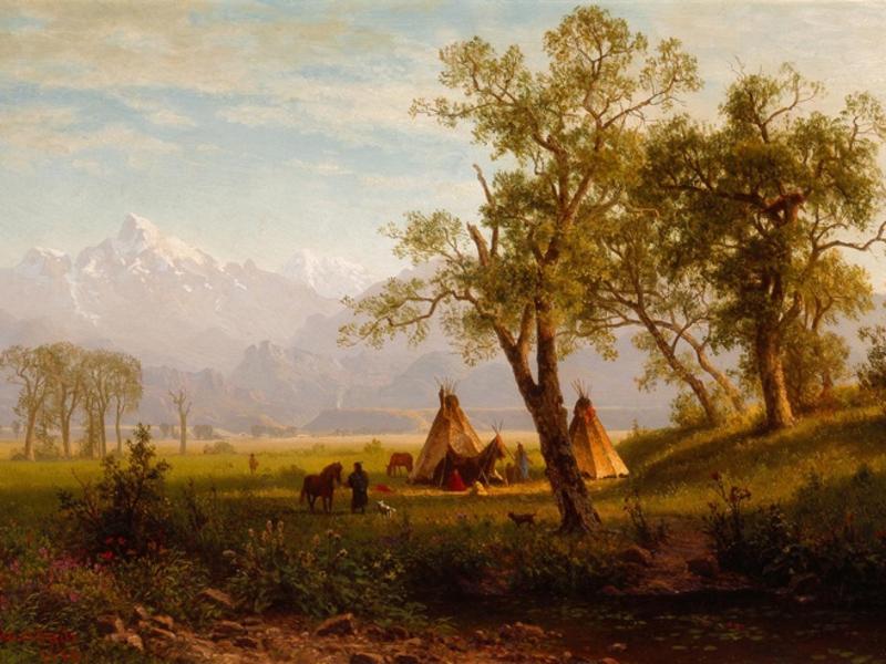"Wind River Mountains, Nebraska Territory," 1862, an oil painting by Albert Bierstadt