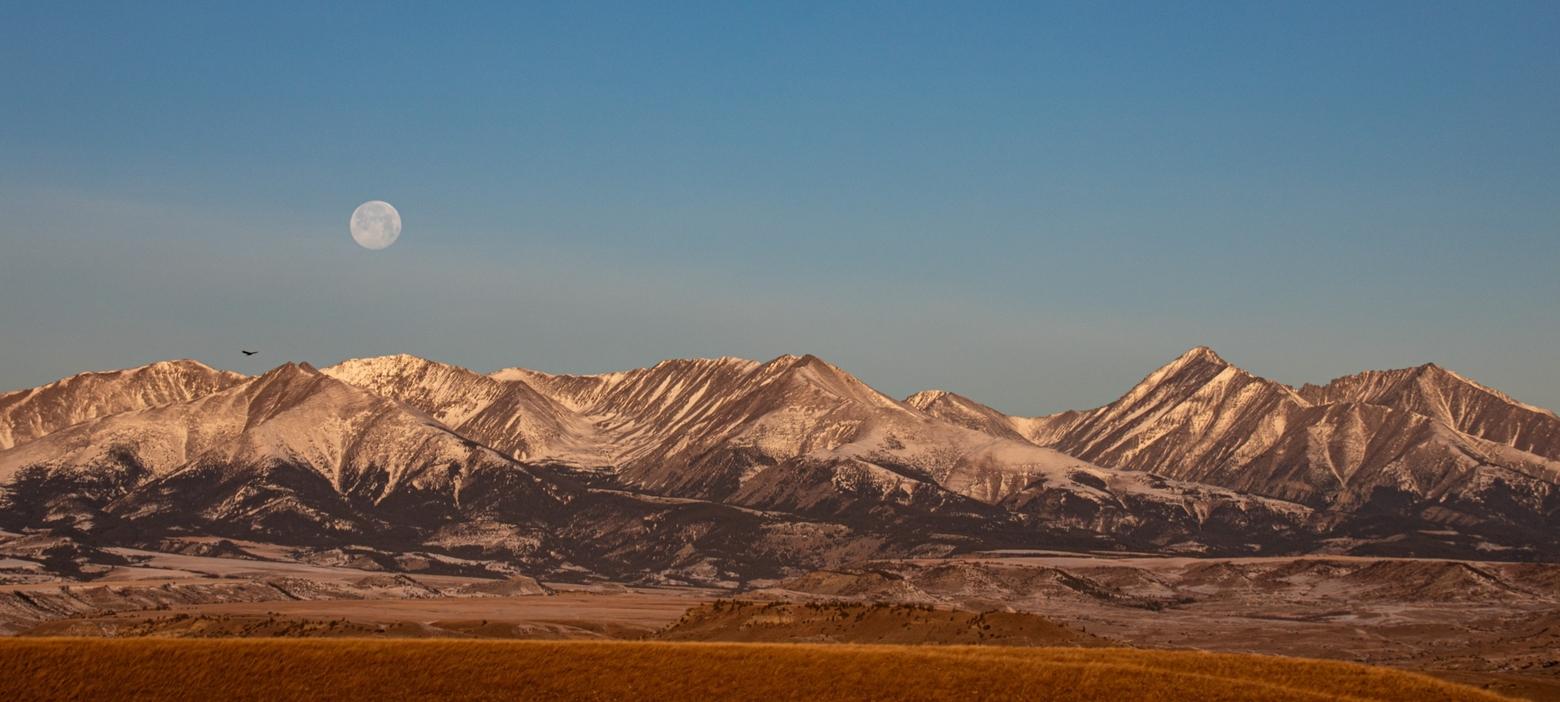 That calming feeling: Moonset over the Crazy Mountains