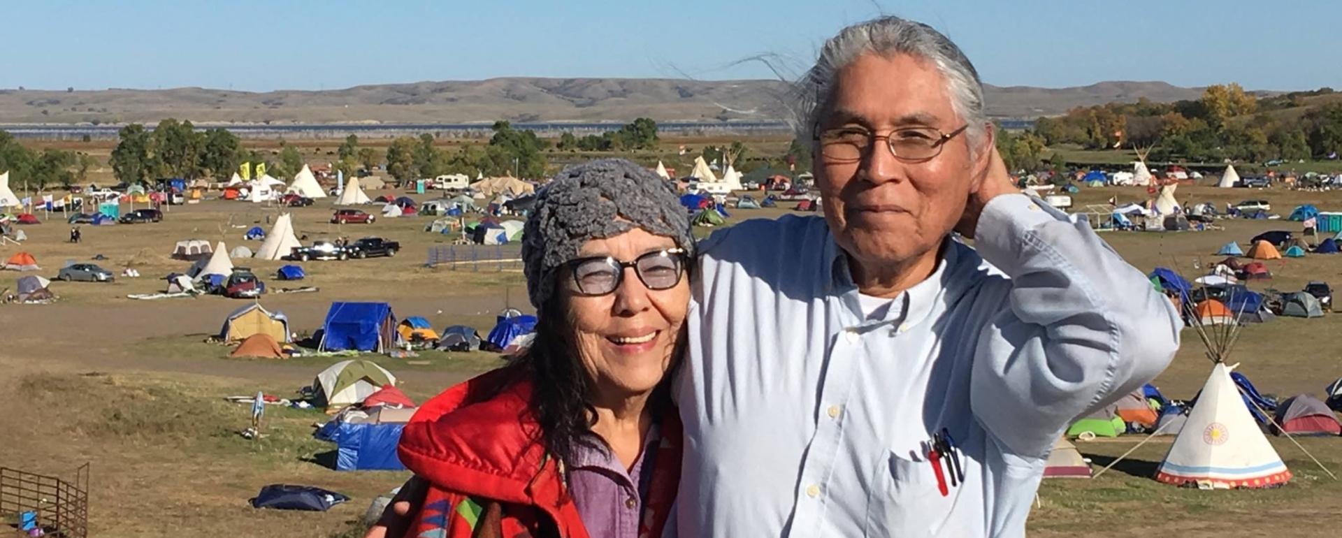 Lois Red Elk-Reed and husband, Dennis, at Standing Rock in autumn 2016