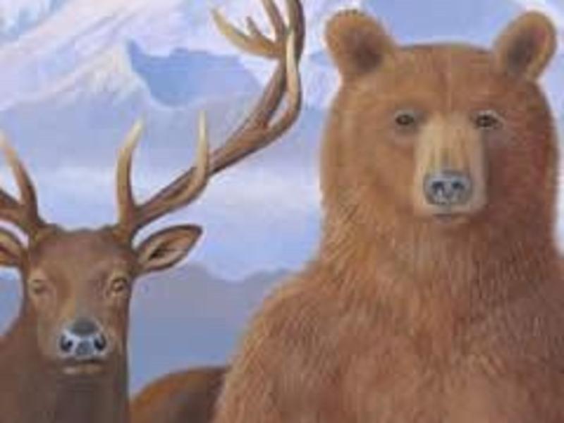Detail of Monte Dolack's painting A Peaceable Kingdom of Wilderness
