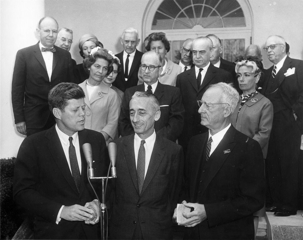 Cousteau, whom Turner called "the father of the modern environmental movement," influenced leaders around the world, including presidents of both political parties ranging from John F. Kennedy, pictured here, to Bill Clinton who was in office when Cousteau died.