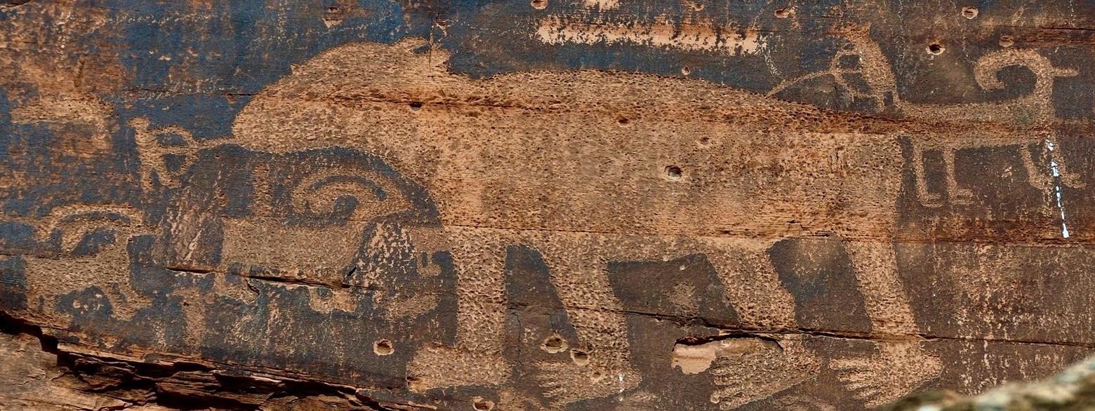 Petroglyphs, circa 8,000 Before Present to 700 BP, along the Colorado River near Moab in eastern Utah. Image courtesy of  Wikipedia Commons
