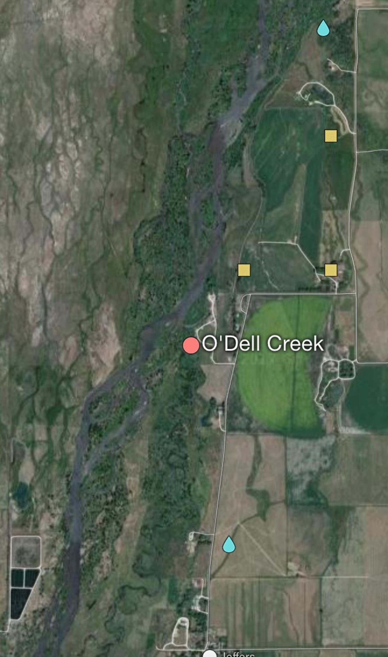 Liam Diekmann's project area encompassed O'Dell Creek and all of its reach, photo courtesy Mapcarta