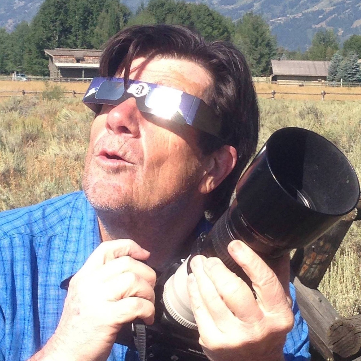 Embrace the mystery: Swift called after the eclipse and described it as a profoundly meaningful experience, especially because it was shared with his son, Dyson, who took this photo of his Dad. David gladly circulated it on social media with this description:  &quot;Dyson shot me brandishing my moue of wonder and a hybrid flare-shoo.&quot;