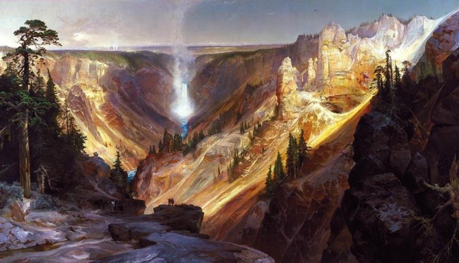 Thomas Moran's "Grand Canyon of the Yellowstone" unveiled before Congress in 1872.