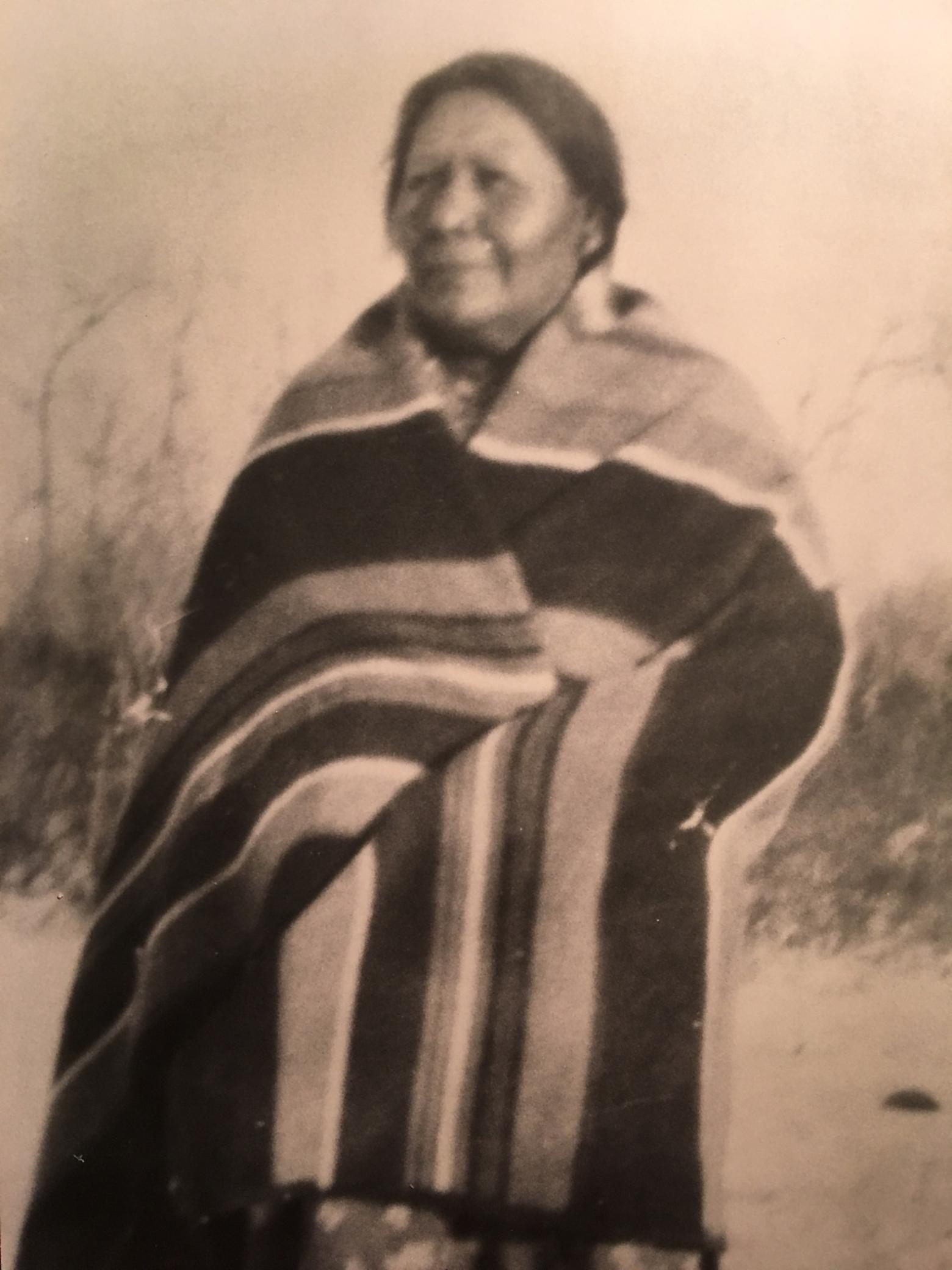 Lois Red Elk's grandmother on her father's side, Brings Her Sorrel Horse (1884-1938), was a member of the Dream Society.  She had an individual belief against having photos taken that showed an exact image of herself.  Thus, this photo is one of Lois' prized reminders and for the poet the best way of honoring her memory is in words. Photo courtesy Lois Red Elk