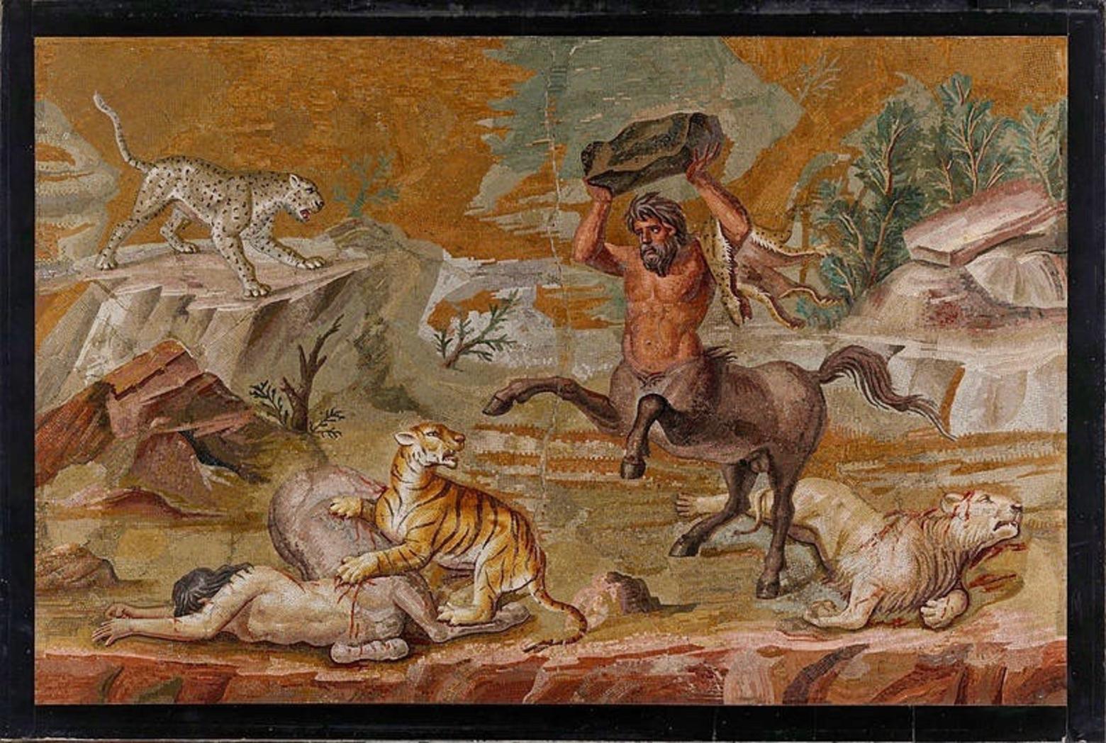 An ancient tiled mosaic portraying a centaur. Photo courtesy Wikipedia/Google Art Project