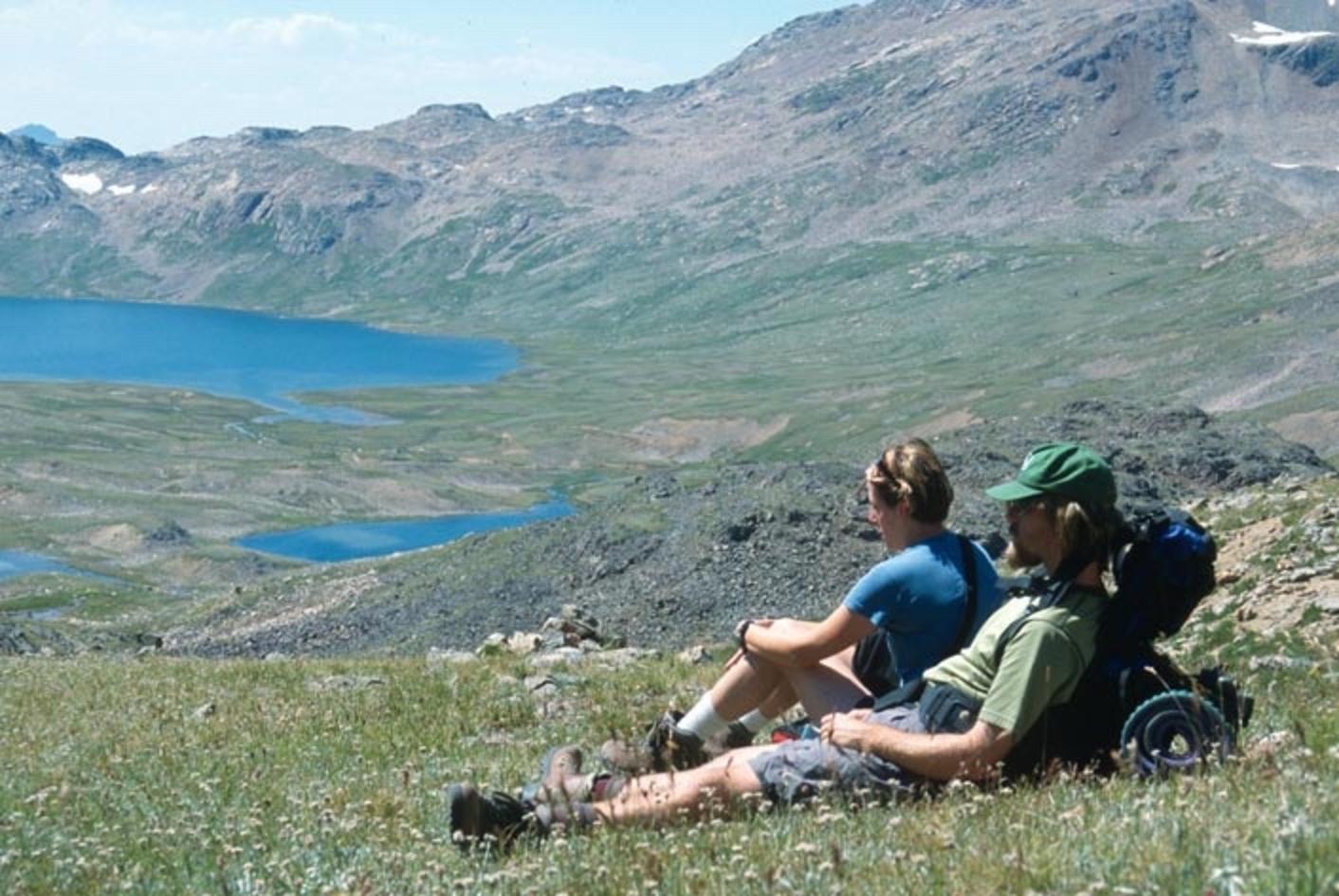 Backpackers rest overlooking Goose Lake. Metcalf played an instrumental role in moving the Absaroka-Beartooth Wilderness bill through Congress.  Photo courtesy Flickr user Lisa Ronald: https://www.flickr.com/photos/40306044@N04/3706658933