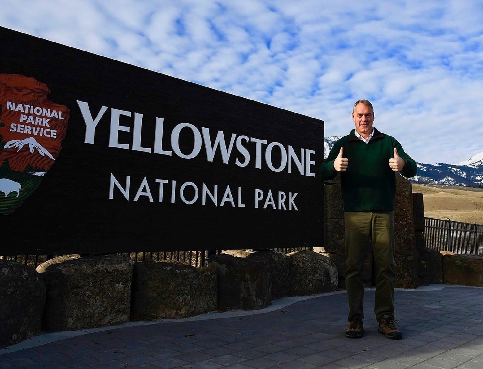 Interior Secretary Ryan Zinke on the doorstep of America's first national park. Photo courtesy NPS