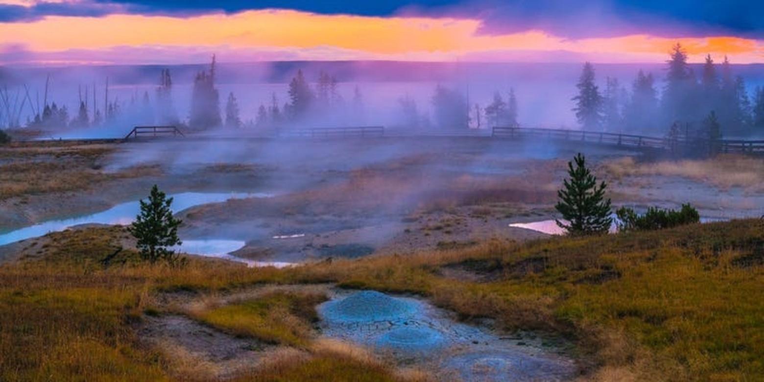Steamy geysers along at West Thumb near the shore of Yellowstone Lake. Photo courtesy National Parks Conservation Association