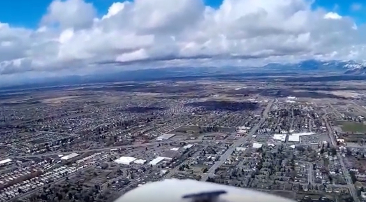 Bozeman from the perspective of a drone.  Image courtesy youtube screen shot by Ol' Prospector