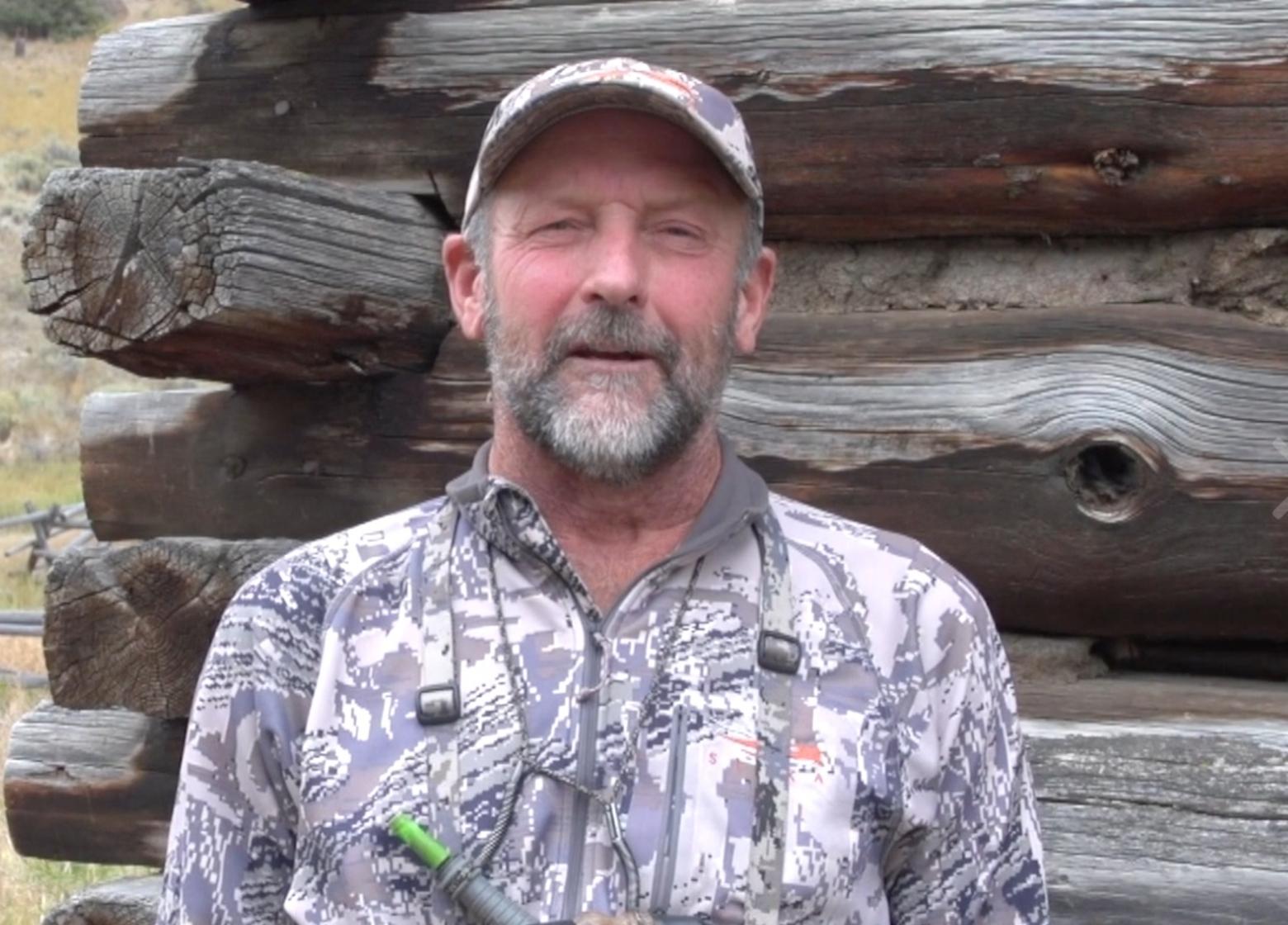 Montana hunting guide Greg Gibson whose successful use of bear spray helped save his friend and fillmmaker Bob Legasa from a grizzly attack that occurred north of Yellowstone.  Screen shot taken from Legasa's film below.