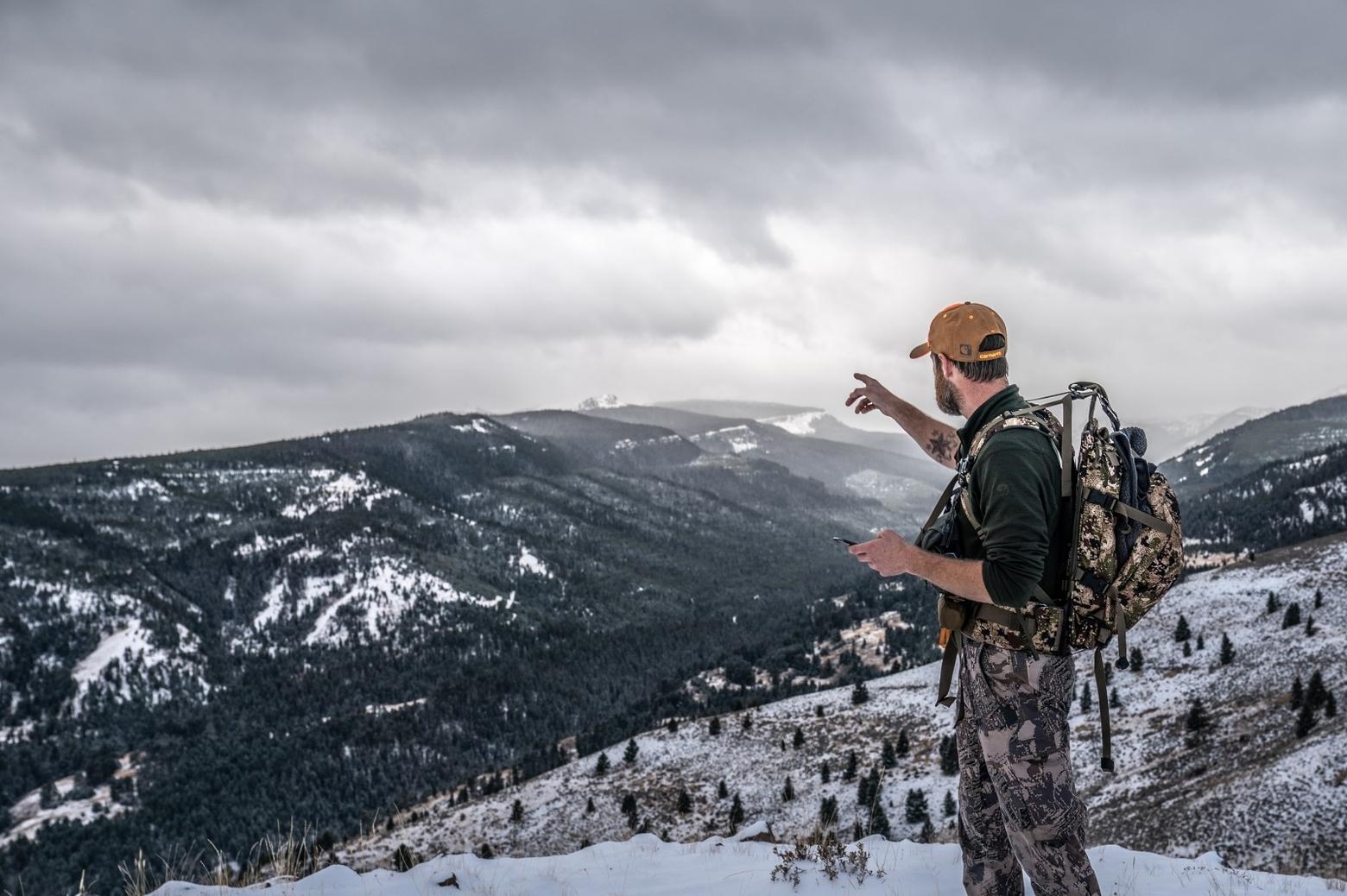 In their quest to ground-truth Rosendale's claims Bonogofsky and, journalist Elliott Woods identify the boundaries between where private property ends and the Custer-Gallatin National Forest begins.  Photo by Alexis Bonogofsky 