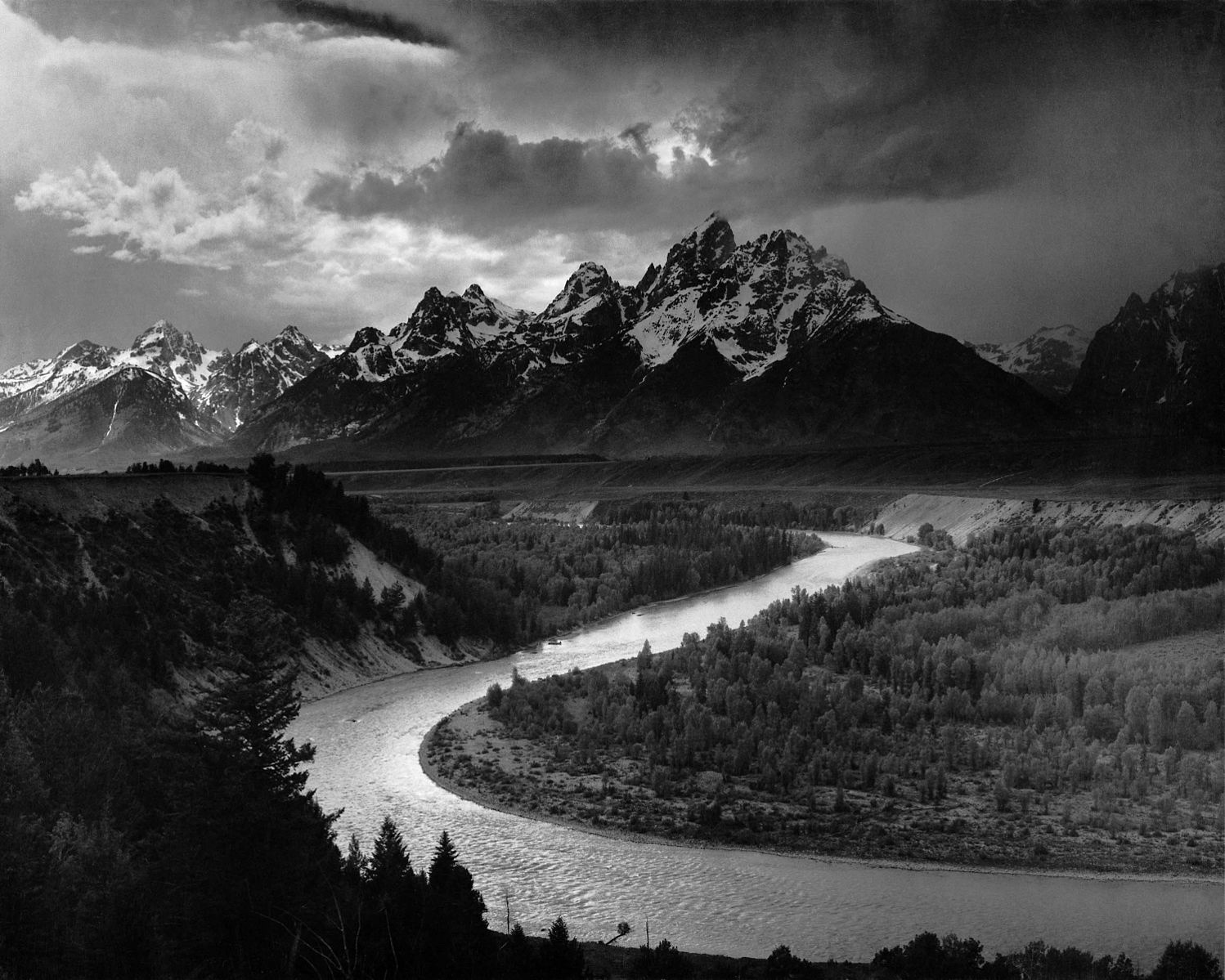 "The Tetons and the Snake River," Ansel Adams' famous portrait of the Snake River in Grand Teton National Park.  A wending jewel in Greater Yellowstone, the Snake marries the Columbia River and is liquid lifeblood for the natural landscape, tourist economy, municipal water supplies and vital source for big agriculture in Idaho.  Photo courtesy National Park Service