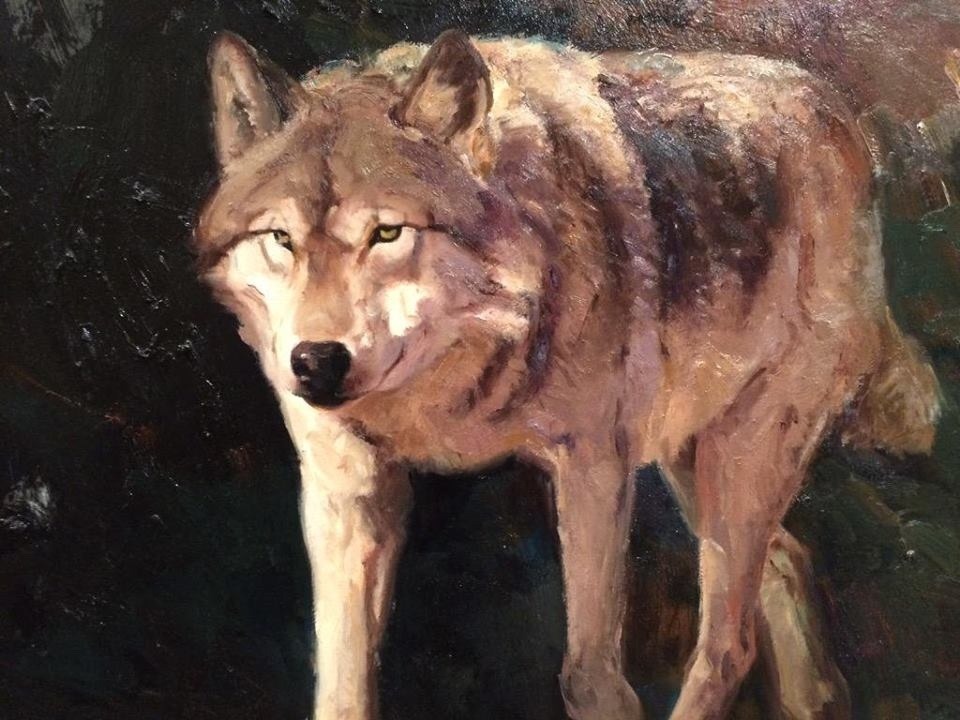&quot;Wolf&quot; by painter Ken Carlson. This piece is in the permanent collection at the National Museum of Wildlife Art in Jackson, Wyoming