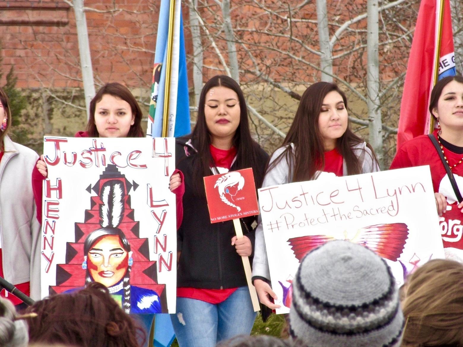 A huge crowd in Bozeman, Montana gathered, as part of the 2019 women's march, to remember the thousands of indigenous women who have been murdered or gone missing in the U.S. and Canada.  Photo by Phil Knight