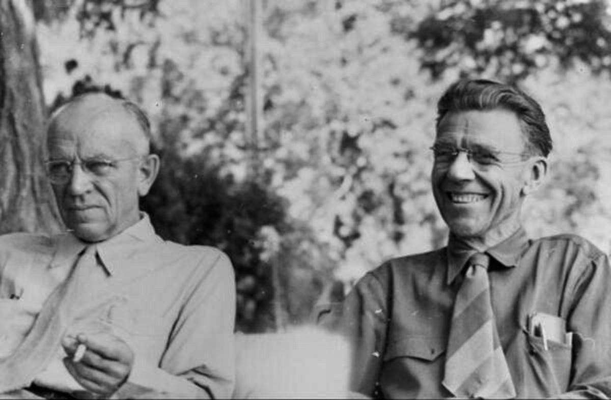 Aldo Leopold and Jackson Hole-based elk biologist and wilderness advocate Olaus Murie in 1947, a year before Leopold's tragic death. Photo courtesy Murie family and Aldo Leopold Foundation., (www.aldoleopold.org)