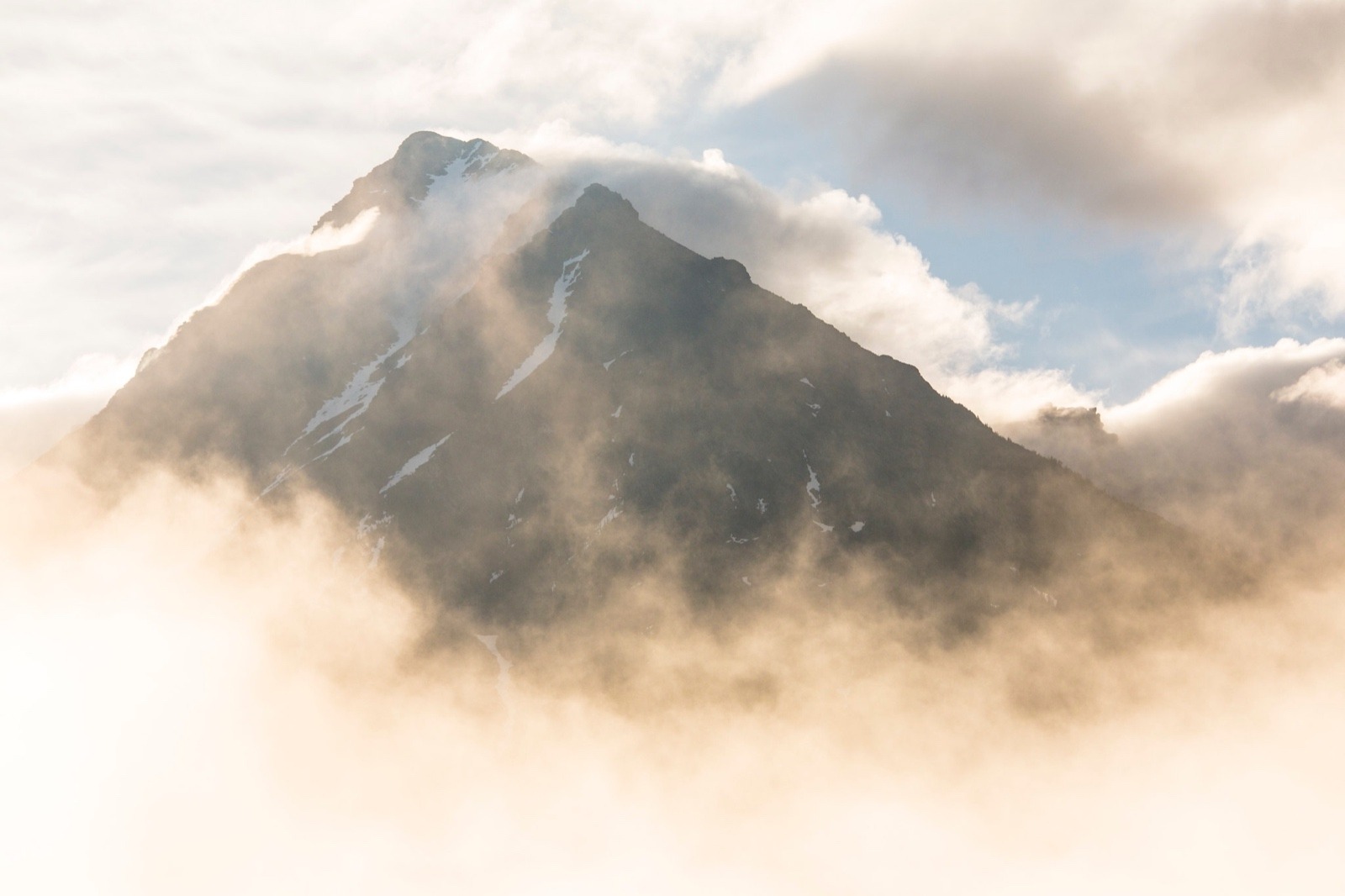Vulture Peak Through The Clouds.  Photo Courtesy NPS / Jacob W. Frank