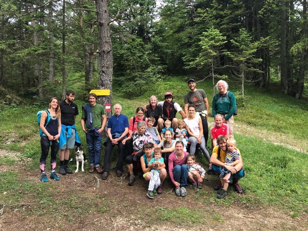 The author and members of the Auer family in the Austrian forest following the healing outing of a hike based on quiet conversation. Photo courtesy Timothy Tate