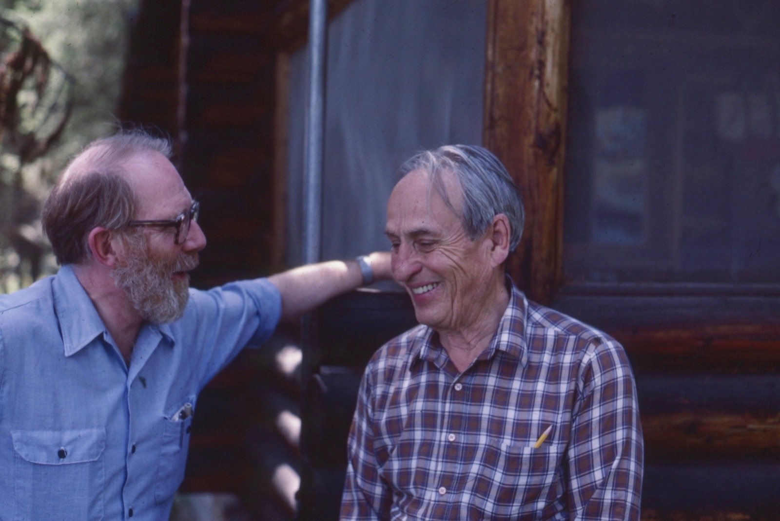 Doig and good friend, the late Norman Maclean, the Montana-born writer best known for his novella "A River Runs Through It" (also turned into a movie adaptation produced by Robert Redford) and "Young Men and Fire."  Photo by Carol Doig,  courtesy MSU Library Ivan Doig Collection 