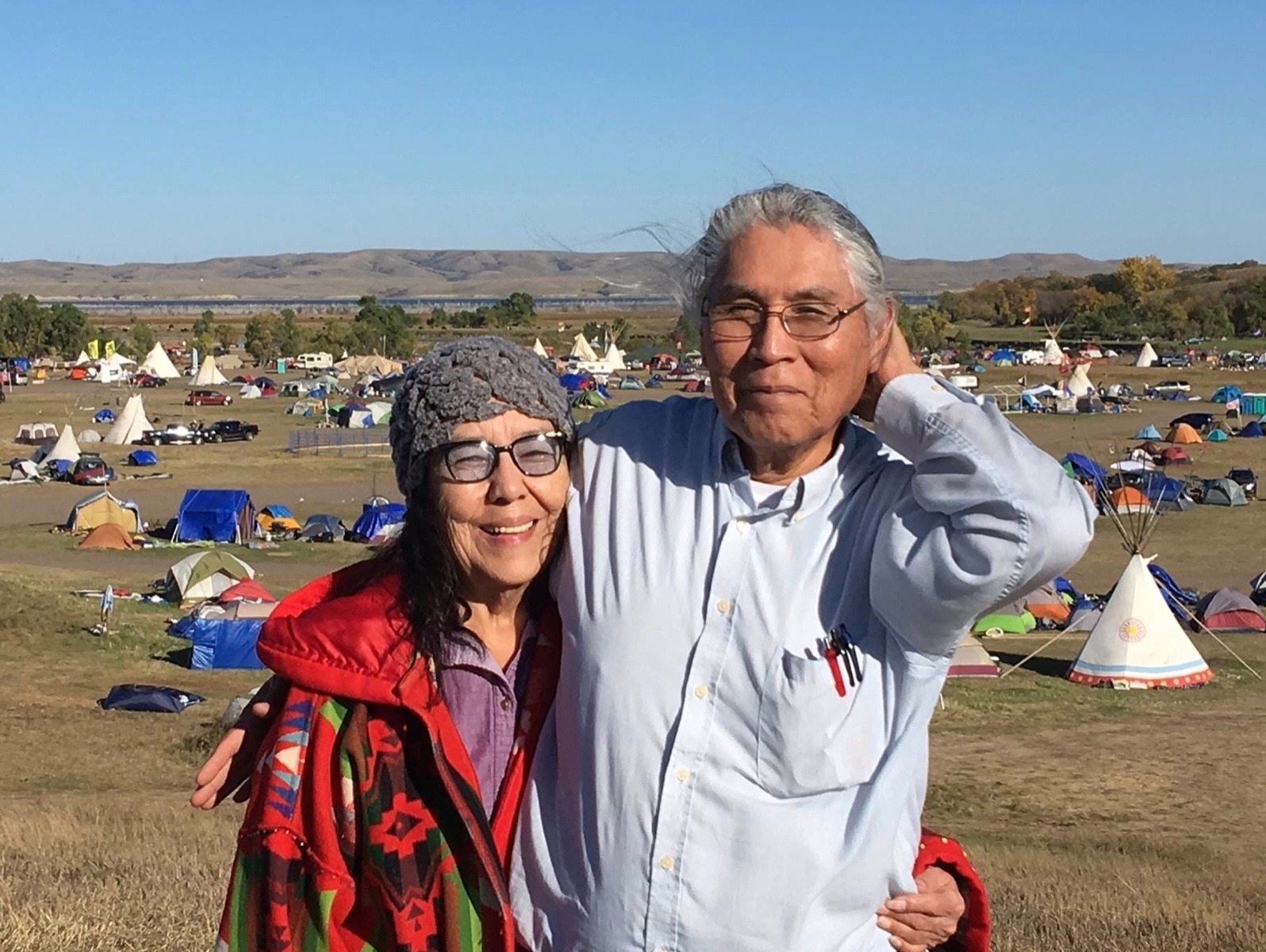 Lois Red Elk (Dakota) and her husband, Dennis Reed, joining people from across the plains at Standing Rock in 2016.