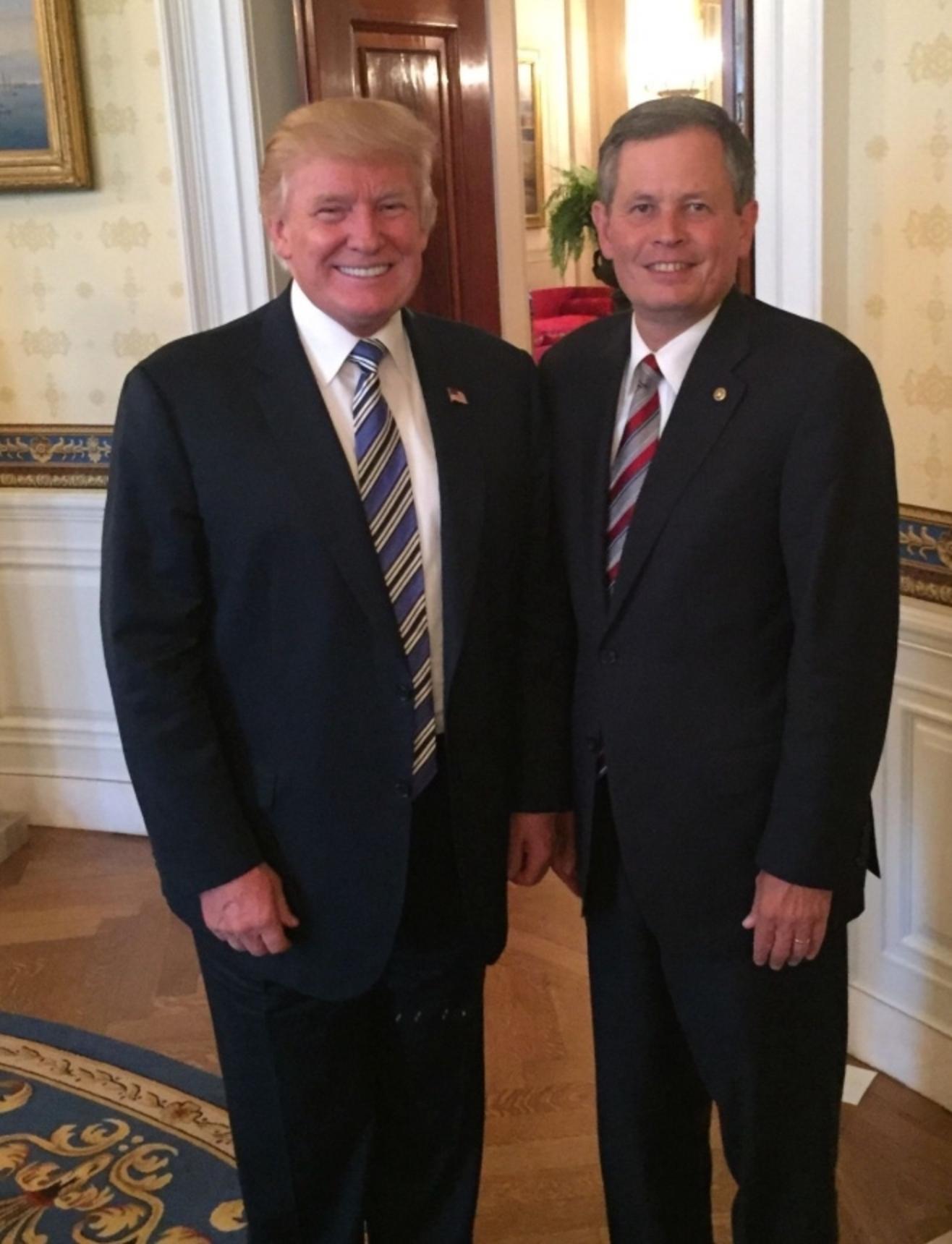 President Trump and one of his most stalwart defenders, U.S. Sen. Steve Daines of Montana. No matter what Trump's actions, tweets or questionable conduct that critics say violates the decorum of the presidency, Daines has refused to hold town hall meetings with constituents in his home town and defiantly suggests that the President can do nothing wrong. 