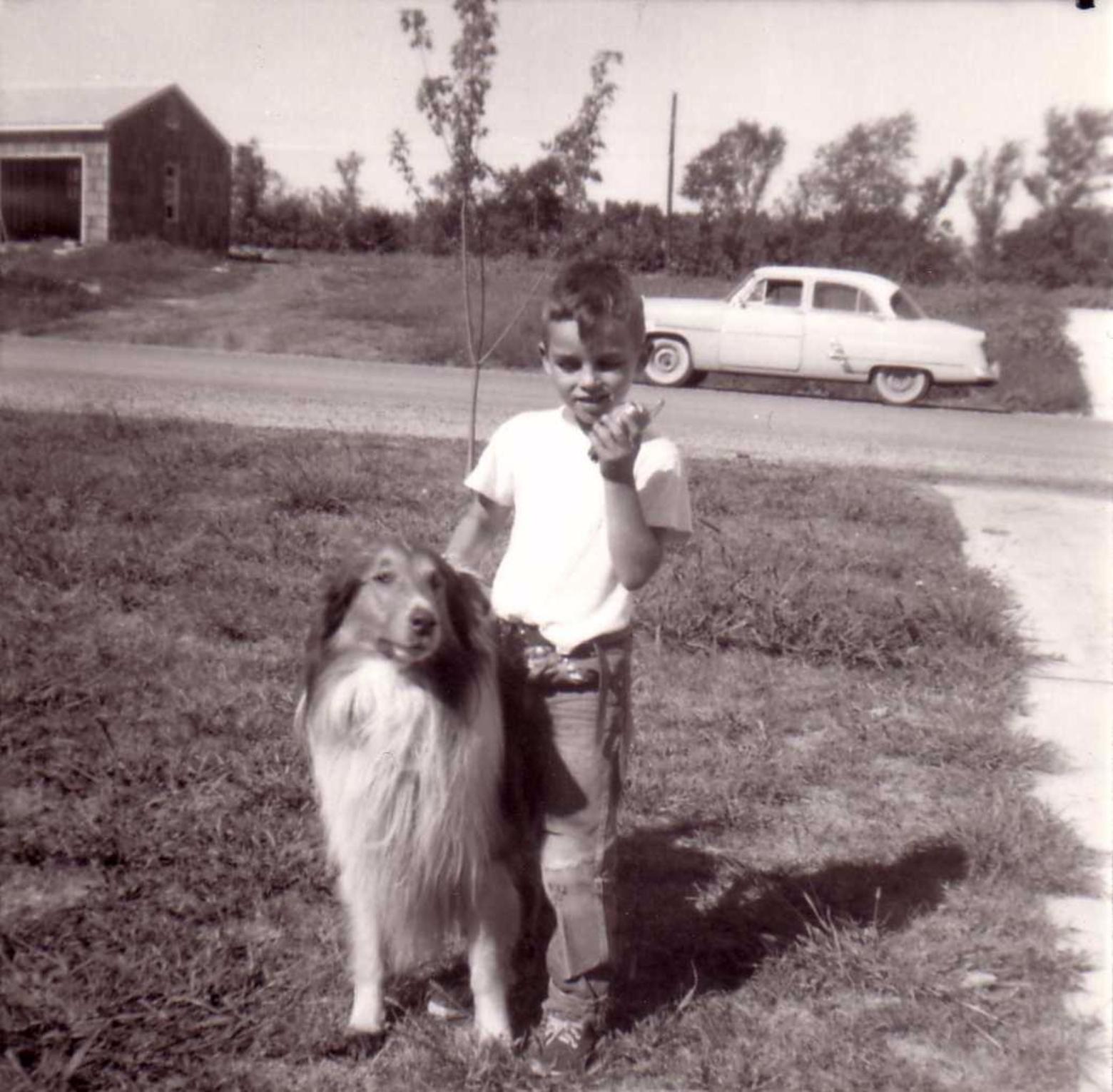 Rich Louv and his trusty childhood companion, Banner.  Banner was a comfort dog long before anyone thought of inventing the term. The scientific evidence is strong in showing the benefits that children experience in their emotion development when they have animals in their lives. Photo courtesy Richard Louv