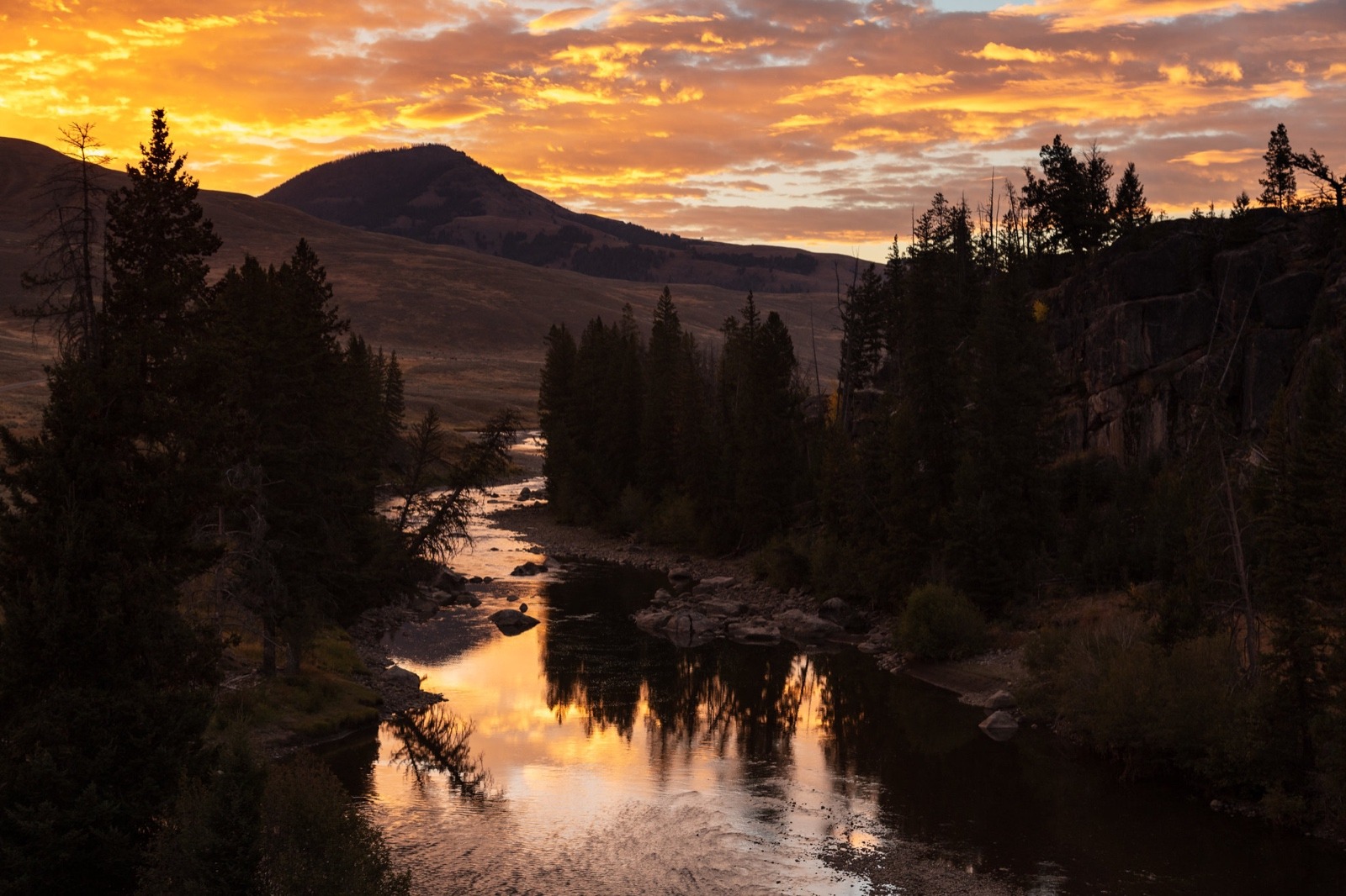 Sunrise over the Lamar River in in the Lamar Valley of Yellowstone National Park. A place today rich with wildlife, it was—and still is—identified as a homeland for the Crow with dozens of other tribes also having a cultural affiliation with area.  Photo courtesy Jacob W. Frank/National Park Service