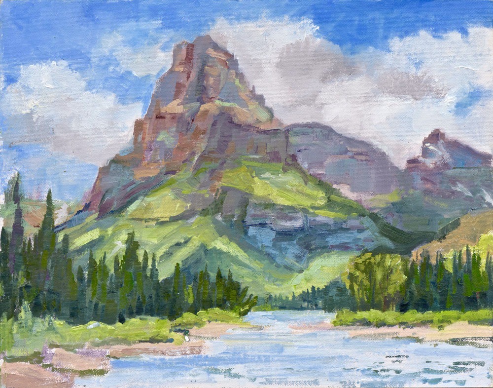 Barbara Rusmore's portrayal of Sinopah Mountain which rises above the Two Medicine Valley in Glacier National Park.