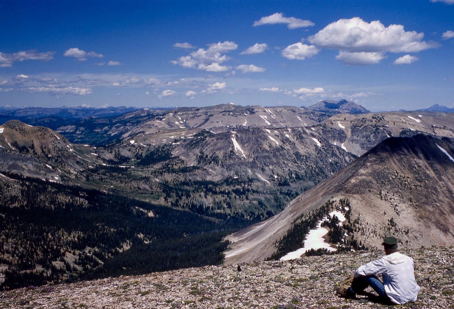 From the top of Mount Holmes in Yellowstone National Park, the wild Gallatins stretch northward past Big Sky and Paradise Valley all the way toward Bozeman's backyard.  Mt. Holmes represents the range's southern end. Photo courtesy NPS