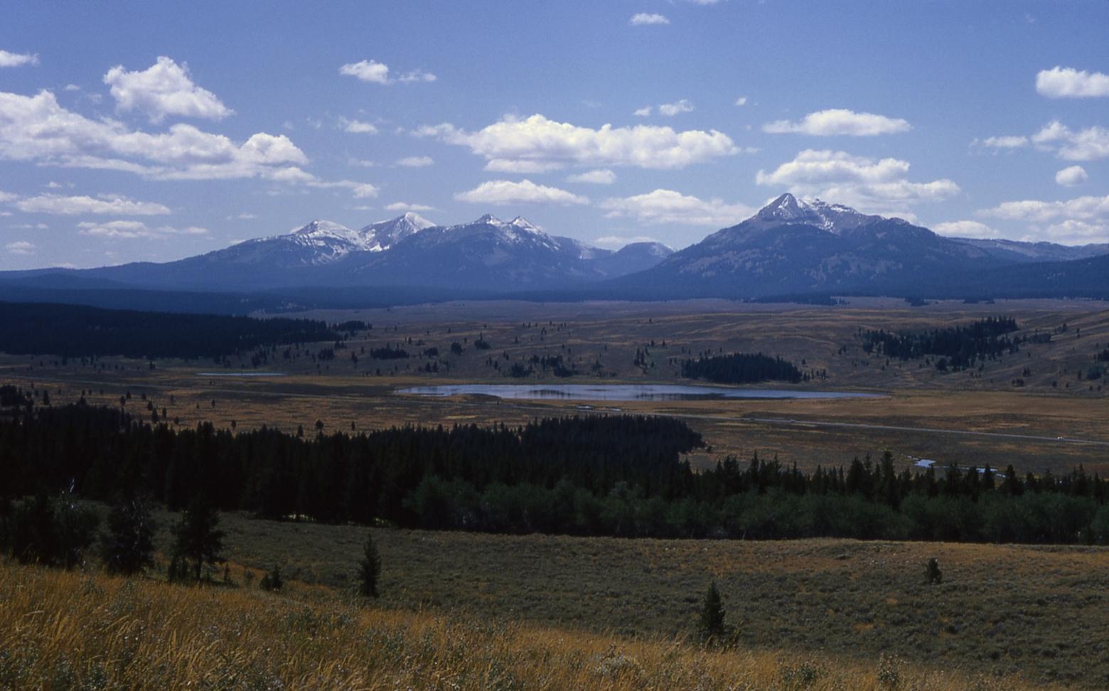 The Gallatins, distant, serve as a migration corridor for wildlife coming in and out of Yellowstone and a geographic buffer against exploding levels of development occurring on the other side in Big Sky. Photo courtesy NPS