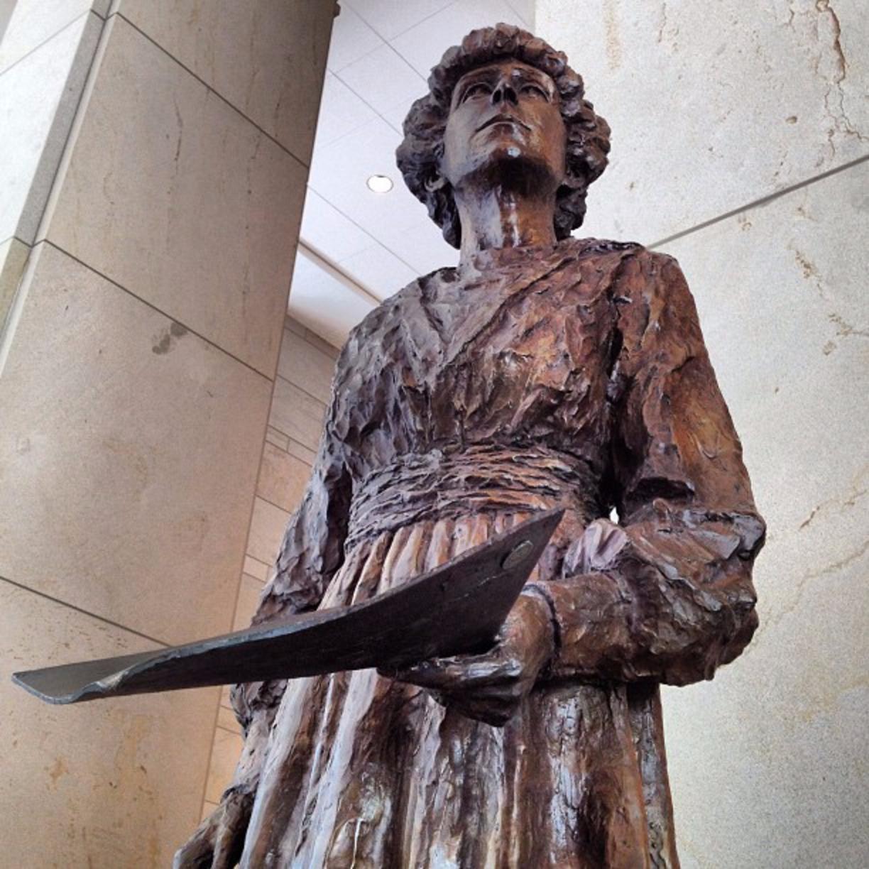 A statue of Jeannette Rankin adorns the US Capitol along with those of other major political figures in US history. Rankin, a progressive Republican from Montana, was the first woman in America elected to the US House of Representatives. No other Montana woman has been elected to service in the House or Senate since Rankin left in January 1943. She was succeeded by Mike Mansfield.  Photo courtesy US Capitol/NPS