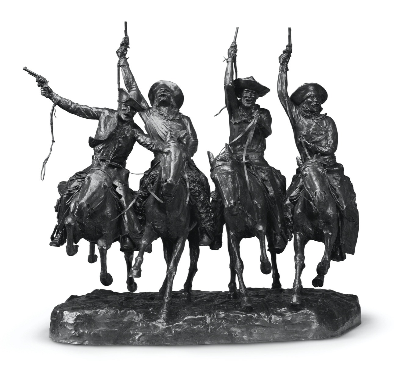 "Coming Through The Rye," a bronze by Frederic Remington. Although it was completed to portray the rugged individualist spirit of cowboys in the West, it would also represent the attitude of armed rebellion projected by the new anti-federalist movement typified by the Bundys. 