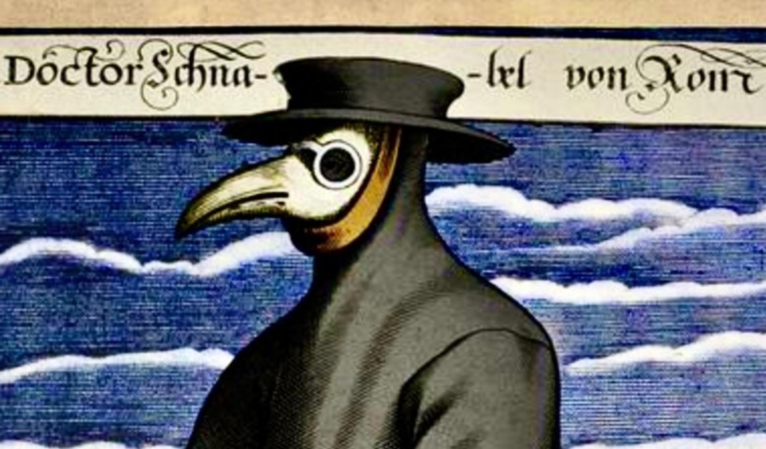 This is not a macabre depiction of the Grim Reaper but rather "Dr. Beaky of Rome" featured in a colored engraving by Paul Furst created around 1721. It portrays a "plague doctor" in France. During the Black Plague, physicians of the time wore a special outfit with a brimmed hat, long coat and raven-like bird's beak mask with the belief it would protect them from airborne illnesses. The importance of masks continues in our own time. 