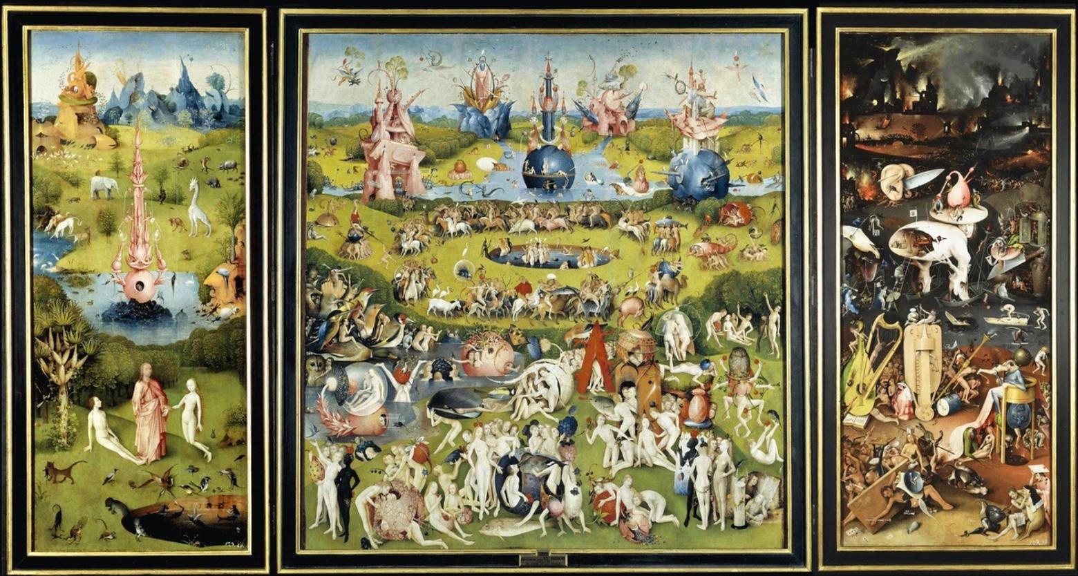 Bosch's 'Garden of Earthly Delights,' the full triptych as it appears at the Prado