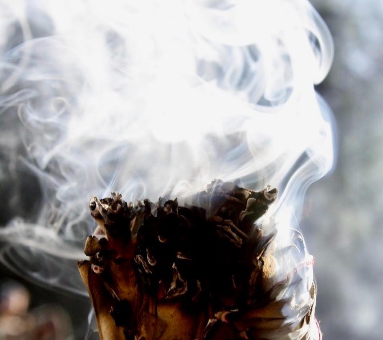 Burning of sage used in prayer and to purify our minds of bad thoughts and negativity.  Photo courtesy Andrea Parrish-Geyer/Flickr