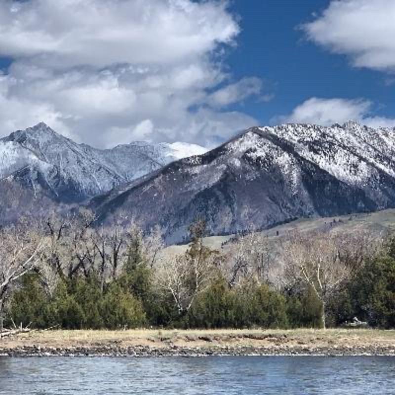 The view from Tate's trailer of the Yellowstone River and the mighty Absaroka Mountains towering over Paradise Valley.  Photo courtesy Timothy Tate